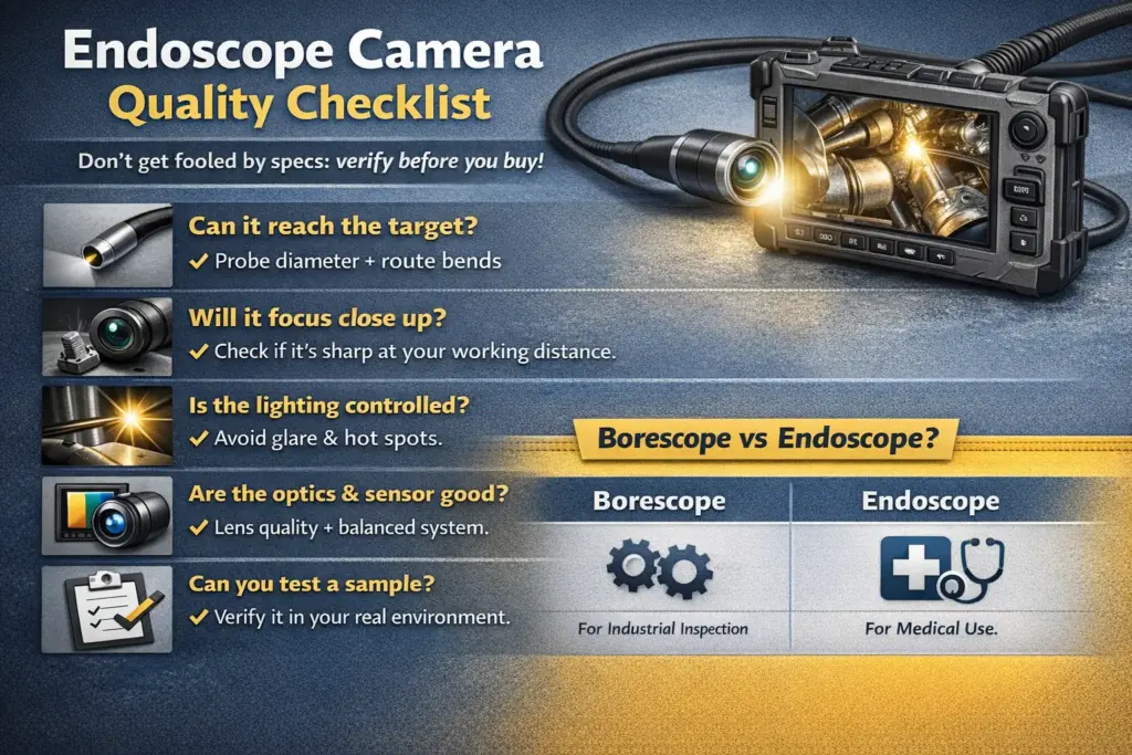 Endoscope Camera Quality Checklist hero graphic | prompt=Endoscope Camera Quality Checklist hero graphic