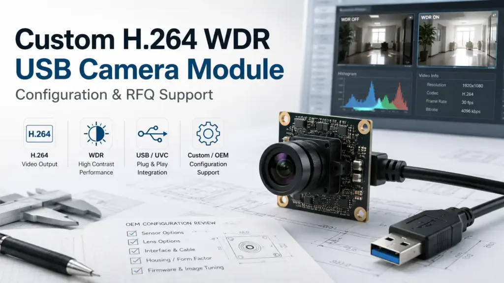 Confirm H.264 output, WDR lighting, USB/UVC platform, lens, size, and custom needs before requesting Supertek model review.