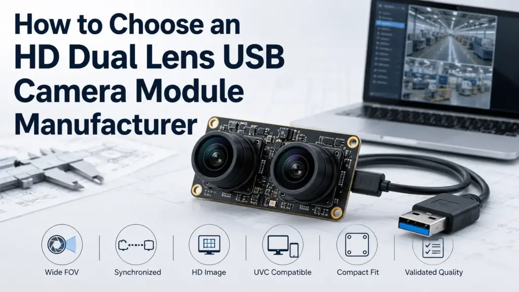 Compare specs, supplier fit, RFQ details, and sample validation steps before choosing an HD dual lens USB camera module manufacturer for OEM projects.