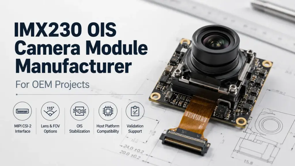 Prepare an IMX230 OIS camera module RFQ with checks for interface, lens/FOV, board size, connector, OIS validation, documents, and project-fit details.