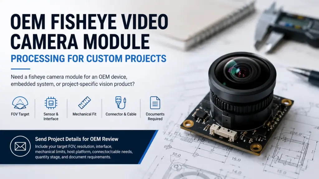 Send FOV, resolution, interface, board size, host platform, and application details for OEM fisheye camera module review.