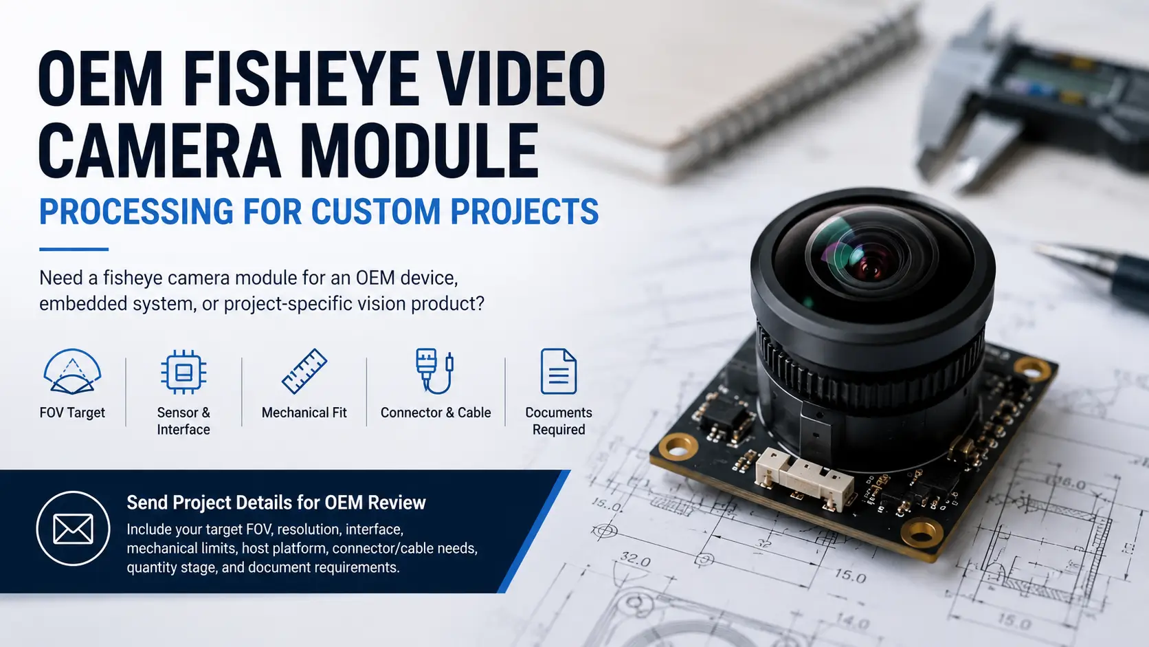 Send FOV, resolution, interface, board size, host platform, and application details for OEM fisheye camera module review.