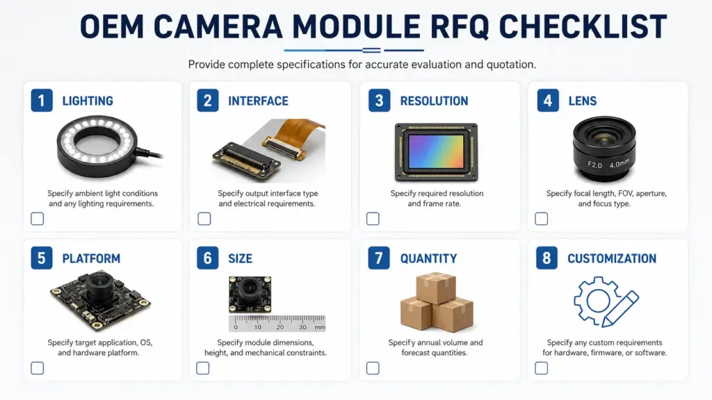 Low Light USB Camera Module Manufacturer 3 RFQ checklist for low light USB camera module requirements