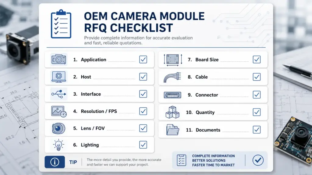 
Checklist of details to prepare before contacting an OEM camera module supplier
