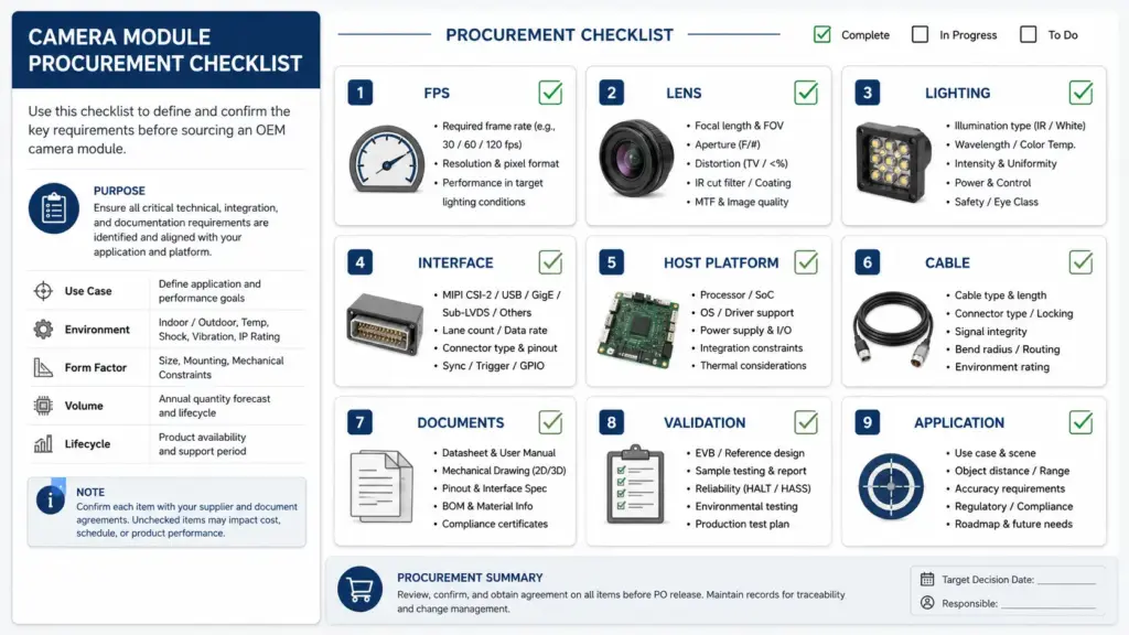 Mini Camera Module for Motion Video: Manufacturer Selection and RFQ Checklist 3 Checklist of details to provide when requesting a mini camera module quotation for motion video